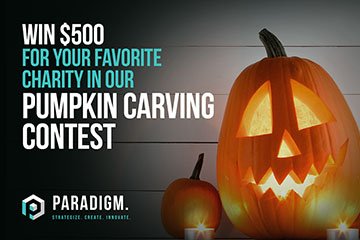 Paradigm pumpkin carving for charity photo contest